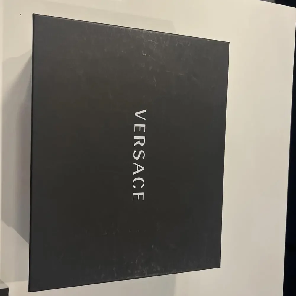 $475 White Versace Medusa Head Fabric platform slippers Size 41